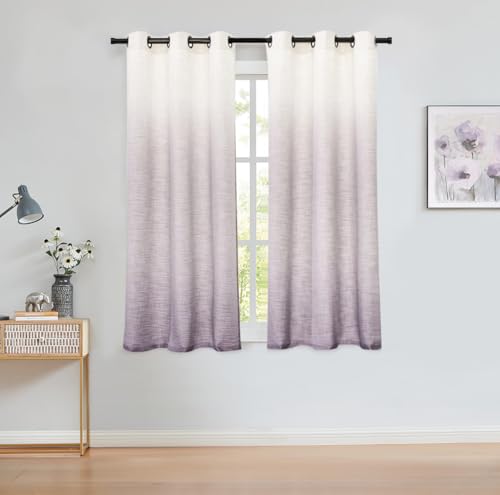 Central Park Ombre Semi Sheer Curtain, Cream White to Lavender, 40"x63"x2 - color: Lavender/ Purple, size: 40"W x 63"L (Pack of 2)