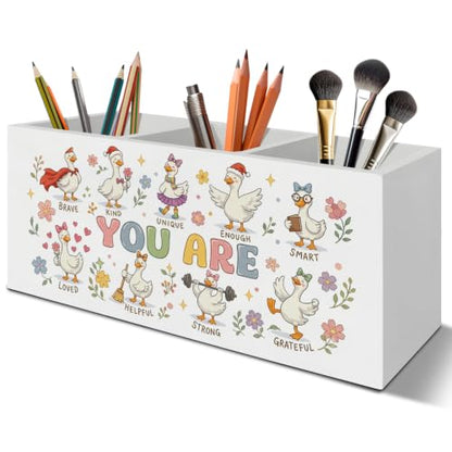 Inspirational Goose Kids Pen Pencil Holder Organizer for Desk - color: Goose 03