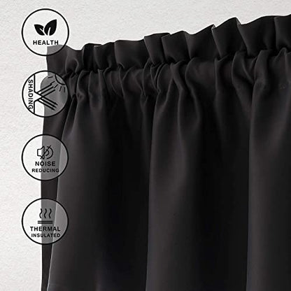 Hiasan Black Valance Curtains for Window 42 x 18 Inches 1 Panel - color: Black, size: 42"W x 18"L (Pack of 1)