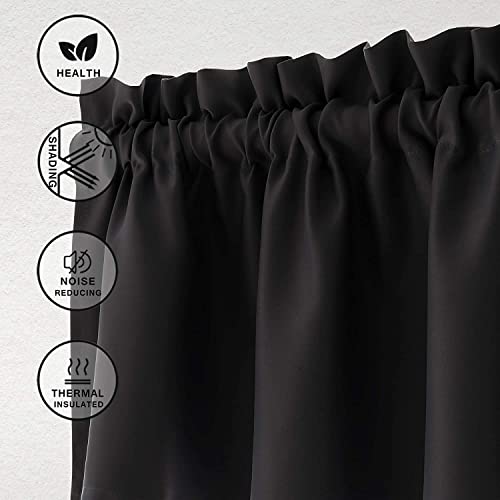 Hiasan Black Valance Curtains for Window 42 x 18 Inches 1 Panel - color: Black, size: 42"W x 18"L (Pack of 1)