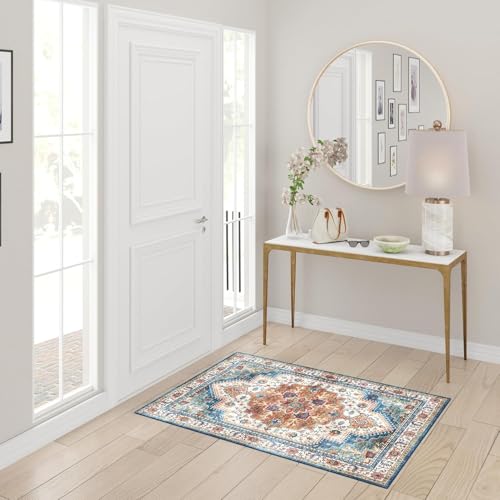 Gertmenian Indoor Easy-Care & Washable Area Rug – 3x5 Small, Ideal for High Traffic Areas in Living Room, Bedroom, Entryway – Erin Multi Blue, 23247 - color: Erin, Multi Blue, size: 3'4" x 4'7" (Small)