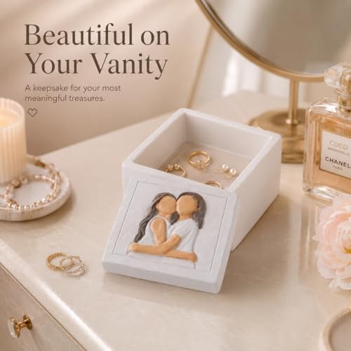 Mother and Daughter Figurines Keepsake Box - Sentimental Jewelry Gift Box for Mom, Grandma, Sister or Best Friend - Unique Birthday, Christmas, Mothers Day Gifts for Women, Female, Girls (Embrace) - style: Embrace