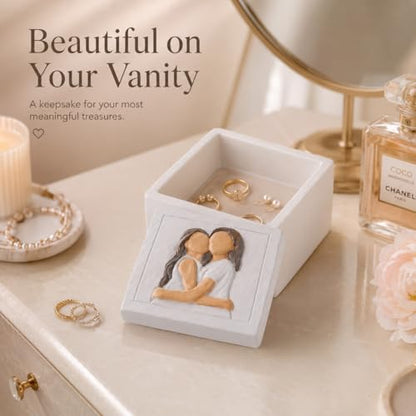 Mother and Daughter Figurines Keepsake Box - Sentimental Jewelry Gift Box for Mom, Grandma, Sister or Best Friend - Unique Birthday, Christmas, Mothers Day Gifts for Women, Female, Girls (Embrace) - style: Embrace