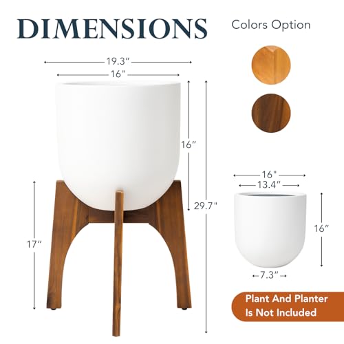KUTE NEST 17" H x 19.3" W Acacia Solid Wood Plant Stand - Walnut - color: Walnut, size: High - Medium - 17"H x 19.3"W