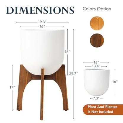 KUTE NEST 17" H x 19.3" W Acacia Solid Wood Plant Stand - Walnut - color: Walnut, size: High - Medium - 17"H x 19.3"W
