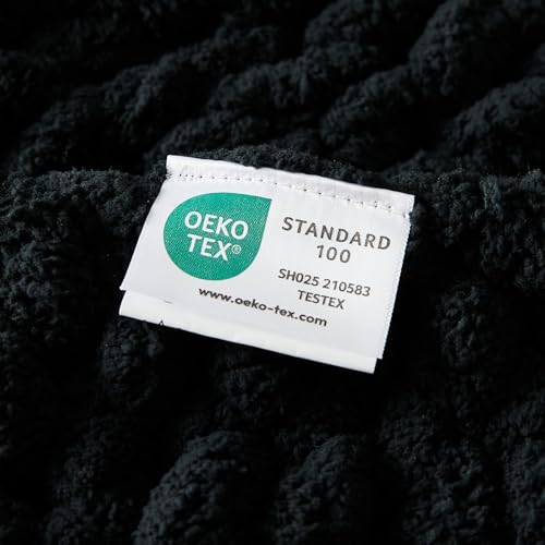 WESHIONGOO Chunky Knit Blanket Throw for Couch Bed 51"×63" Black - color: Black, size: 51"x63"(Large Size Throw)