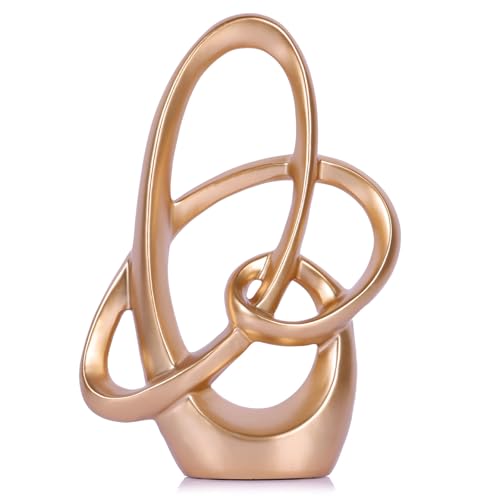 QIANLING Gold Knot Statue Decor - Modern Sculptures Home Decor, Resin Abstract Decor Art Accent,Blue Centerpieces for Living Room, Bedroom, Bathroom, Office, Shelf, Mantel - Wedding, Coffee Table - color: Gold