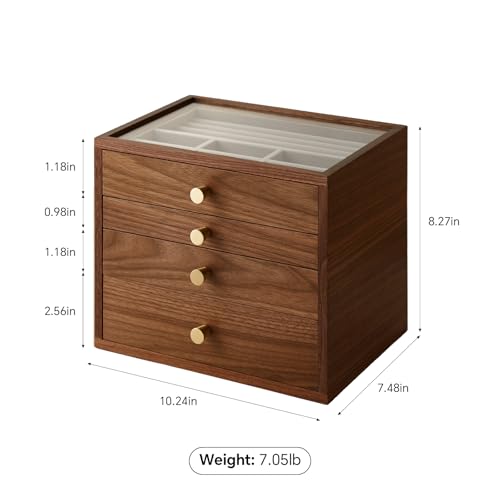 Black Walnut Jewelry Organizer, 4 Layer - size: 4 Layer