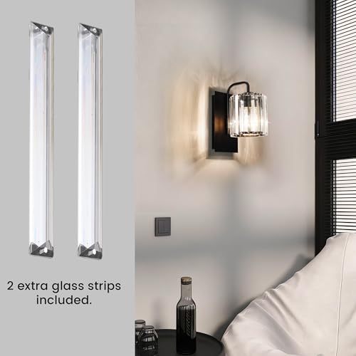 Wall Sconce,Crystal Wall Sconce,Black Wall Light Fixtures Indoor - color: Crystal Glass Sttyle