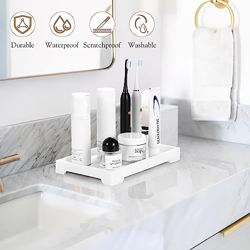 Luxspire Marble Tray for Soap Dispenser Perfume Jewelry, M, Marble White - color: B - White Marble, style: Medium
