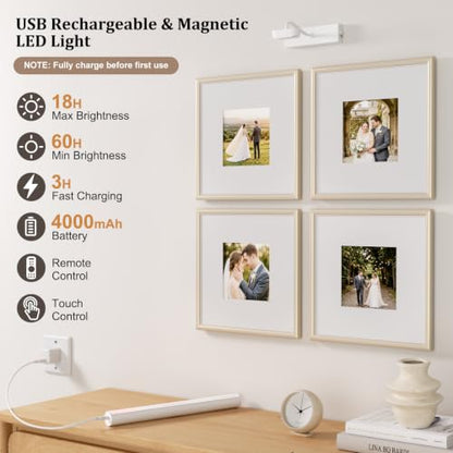 Picture Light for Wall, 4000mAh, White, 13.8 Inch, 2 Pack - color: White