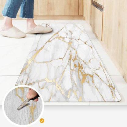 Mrcrypos Gold White Kitchen Rugs Cushioned Anti Fatigue Marble Kitchen - color: White Marble, size: 23.5" W x 70" L