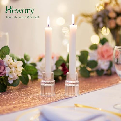 Hewory Taper Candle Holders Bulk, 2PCS Clear Glass Candlestick Holders - color: Clear, size: 2PCS