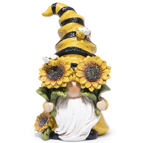 Hodao Spring Bumble Bee Gnome Decorations, Garden Sunflower Bee Decor - color: Yellow-black