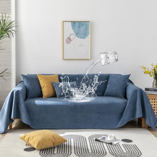 STACYPIK Waterproof Non Slip Couch Covers for Sofa Anti-Scratch Sofa Covers - color: A-waterproof-navy Blue, size: X-Large Size(71" X134")