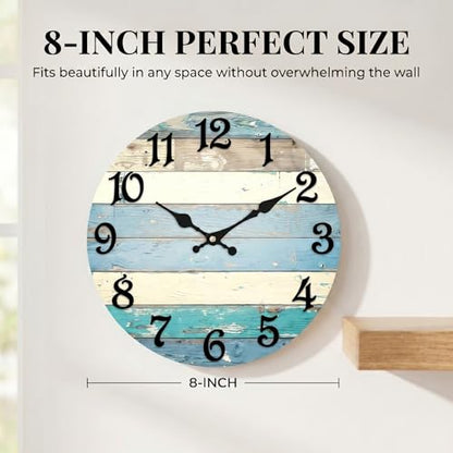 ArtSocket Round Wall Clock Silent Non-Ticking 8", Beach Coastal - color: Geometric Modern Abstract, size: 8in