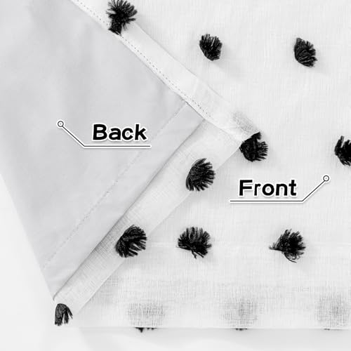 MYSKY HOME Blackout Curtains for Kids Bedroom 100% Light Block Out Thermal Insulated Curtain 63 Inches Grommet Room Darkening Curtains Privacy Window Drapes with Black Pom Pom Sheer 2 PCS, 50" x 63" - color: Black Pom Pom, size: 50"W x 63"L (Pack of 2)
