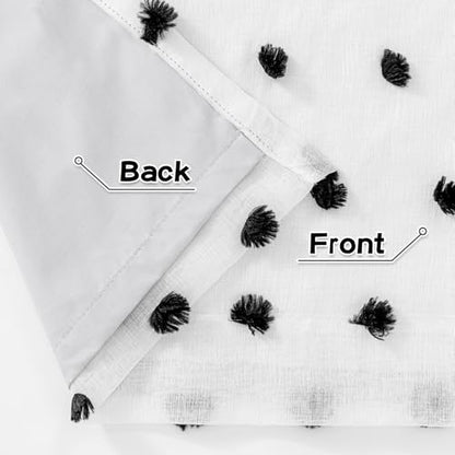 MYSKY HOME Blackout Curtains for Kids Bedroom 100% Light Block Out Thermal Insulated Curtain 63 Inches Grommet Room Darkening Curtains Privacy Window Drapes with Black Pom Pom Sheer 2 PCS, 50" x 63" - color: Black Pom Pom, size: 50"W x 63"L (Pack of 2)
