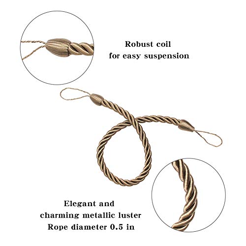 BEL AVENIR Curtain Tiebacks Ropes Tie-Backs,Handmade Holdbacks(Flaxen,4P) - color: Flaxen, size: 4pack