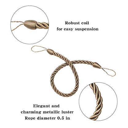 BEL AVENIR Curtain Tiebacks Ropes Tie-Backs,Handmade Holdbacks(Flaxen,4P) - color: Flaxen, size: 4pack
