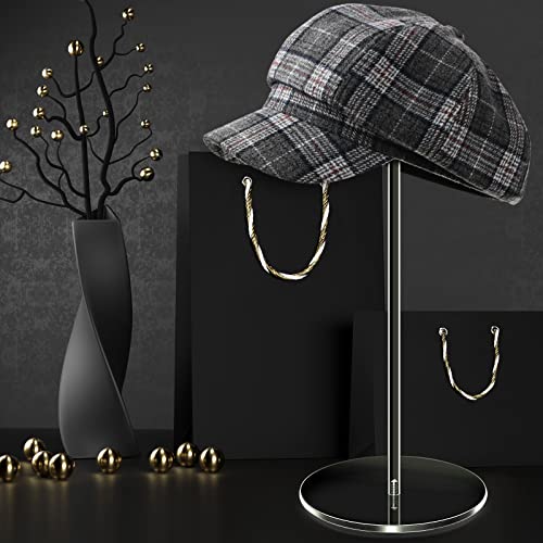 Yookeer 2 Set 16 Inch Clear Acrylic Hat Stands and Wig Display Rack Stands for Multiple Hats Display Tabletop Baseball Caps Watch Tabletop (Round Bottom) - color: 16 Inch in Height, style: Round Bottom
