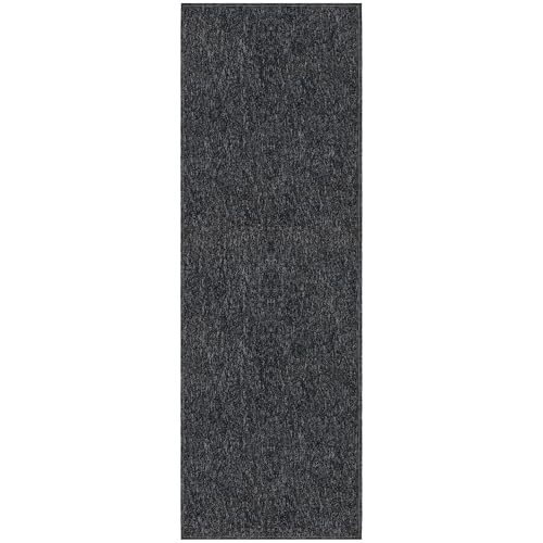 Ottomanson Door Mat Indoor Entryway Runner Rug – Non-Slip Durable Low-Pile Runner with Stain-Resistant Surface, 20" x 59", Black - color: Black
