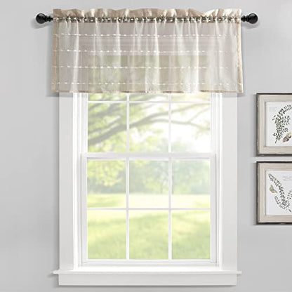 Lush Decor Farmhouse Textured Sheer Window Curtain Valance, 52"W x18"L, Neutral - color: Neutral