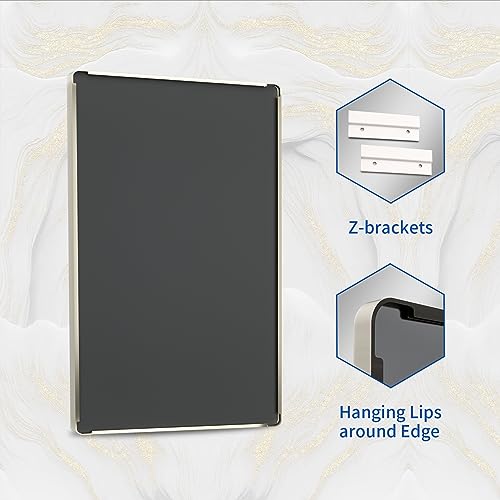 WEER Bathroom Vanity Mirror Brushed Nickel 28X36 Inch - color: Brushed Nickel, size: 28"L x 36"W