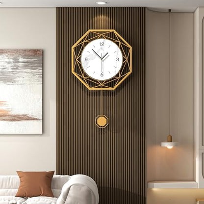 Large Wall Clocks for Living Room Decor Modern Decorative Clock | Analog Battery Operated Silent Non Ticking for Bedroom Kitchen Office Home Farmhouse Geometric Gold Clock Wall Art 16x26i nch - size: 16x26 in