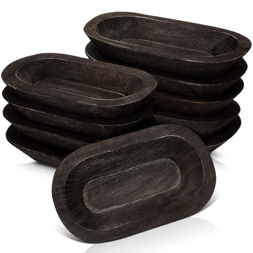 Nuogo 10 Pack 8.5 Inches Wooden Dough Bowls Bulk Rustic Bowls, Black - color: Black, size: 8.5 Inches