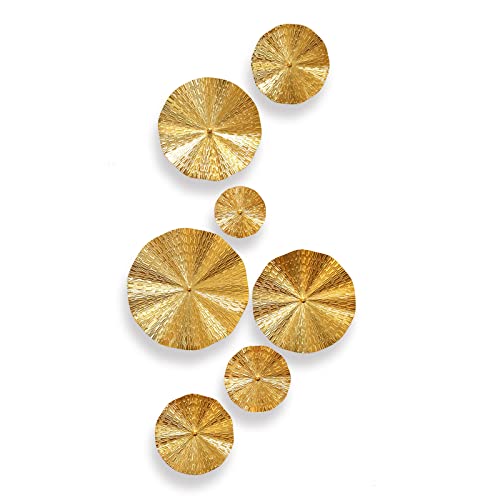Gold Wall Decor for Living Room, 7PCS Metal Wall Art Plate Statement - color: Gold