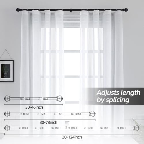 Thestoa Splicing Curtain Rods for Windows 30-46 Inch, 5/8" Diameter Black Curtain Rods 2 pack for Bedroom, Living Room, Outdoor - size: 32"-48"（2pack）