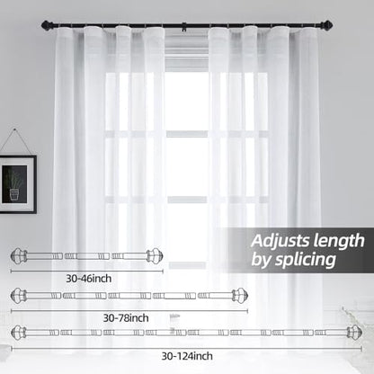 Thestoa Splicing Curtain Rods for Windows 30-46 Inch, 5/8" Black Curtain Rods for Bedroom, Living Room, Outdoor - size: 32"-48"