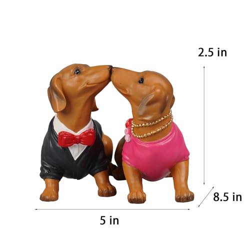 Guichifun Kissing Dachshund Dog Couple Figurines 2 Piece Resin - color: Colorful