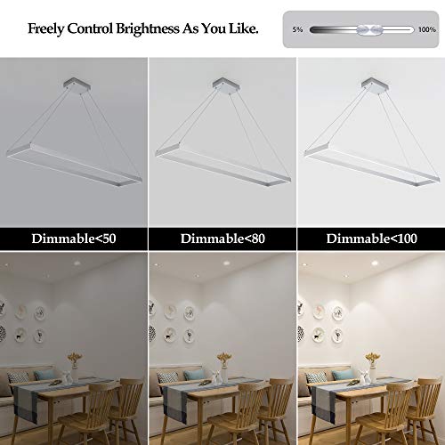 Modern LED Chandelier Linear Rectangle,Pendant Light,Silver 39.4"