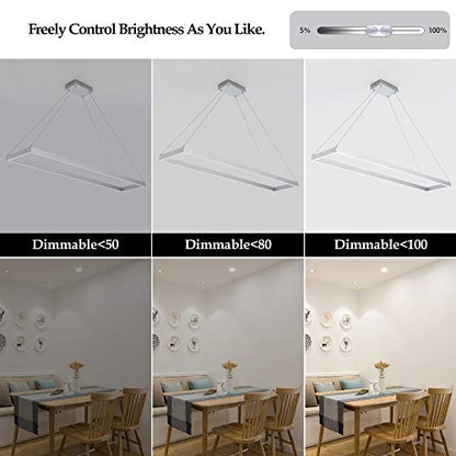Modern LED Chandelier Linear Rectangle,Pendant Light,Silver 39.4"