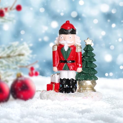 Mini Cute Nutcracker Figurine with Decorative Christmas Tree Great Decor - color: Nutcracker