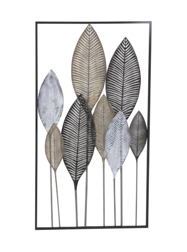Deco 79 Metal Leaf Home Wall Decor Wall Sculpture with Black Frame, Wall Art 20" x 1" x 37", Bronze - color: Bronze, size: 37"L x 20"W