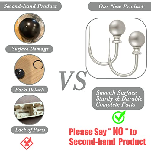 KAMANINA Curtain Holdbacks 2 Pack Wall Mounted with Silver Round Finials - color: Antique Silver
