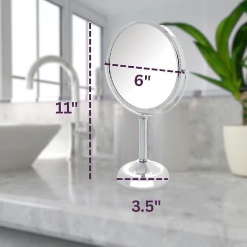 JERDON 6" Tabletop Makeup Mirror - 10X Magnification - Chrome - JP910CB - color: Chrome