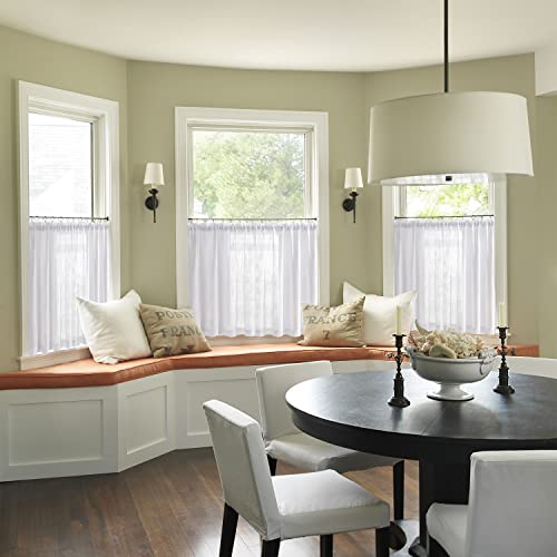 XTMYI Farmhouse Kitchen Curtains 36 Inch Length Set of 2 Panels Short Linen Textured Boho Cafe Curtain Tiers Semi Sheer Small Curtains for Bathroom Windows RV Trailers White - color: White, size: 25"W x 36"L (Pack of 2)