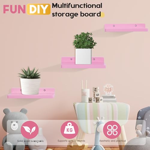 Small Floating Shelves for Wall,5 x 8.5 Inch,Set of 3,Pink - color: Pink