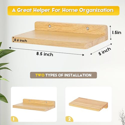 Small Floating Shelves for Wall,5x8.5 Inch,Natural Wood,Set of 3 - color: Wood Color