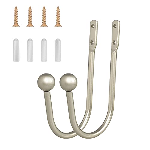 Curtain Holdback, 2 Pcs Wall Mounted Drapery Tiebacks with Screws, Silver - color: 2 Pcs, Silver