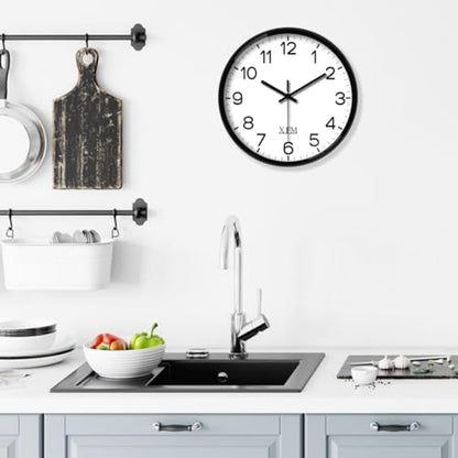 XFM Black Silent Wall Clocks Battery Operated 14 Inch - color: Black, size: 14 Inch-1pcs