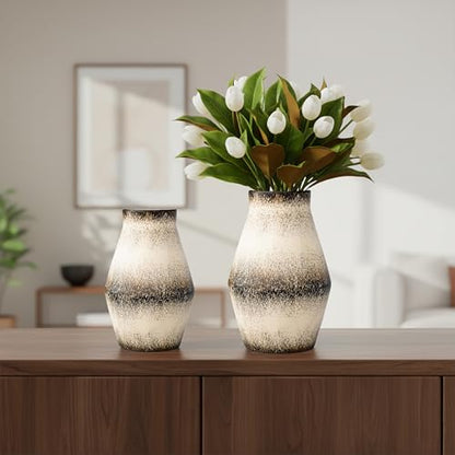 Rustic Ceramic Vase, 11 Inch Tall - color: Dark Brown, size: 11 inch