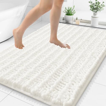 Smiry Bathroom Rugs 48X32, Extra Soft Rubber Backing Chenille Bath Mats - color: Ivory, size: 48'' X 32''