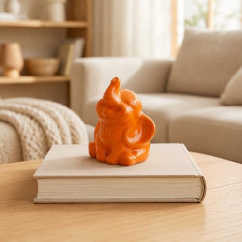 OwMell Tiny Smiling Elephant Statue Hand-Carved Healing Stone - Orange - color: Happy Orange