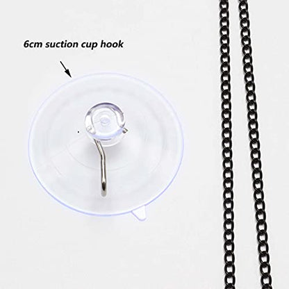 Bieye Chain003 25-Inch Black Hanging Chain with Suction Cup Hook - size: Black 25-inches with Suction Cup