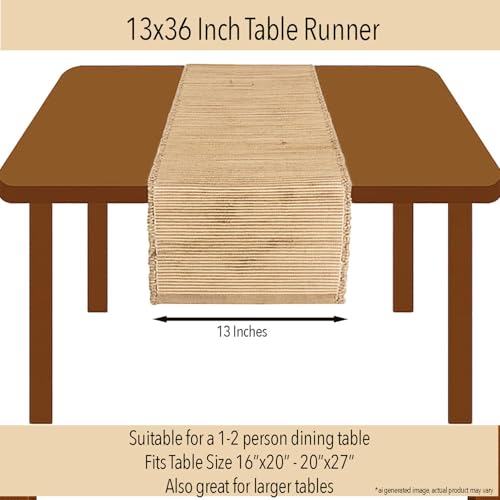 Chardin Home 13x36 Inch Handcrafted Table Runner – Eco-Friendly Natural Jute and Hemp – Rustic Boho Farmhouse Table Decor – Sustainable Dining Table Accent for Everyday or Special Occasions - size: 13x36 Inch.